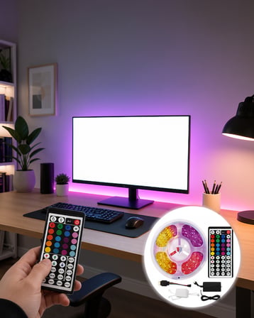 RGB Şerit LED 5 Metre 12V 5050 SMD Uzaktan Kumandalı UCZZ5MTVLED-4