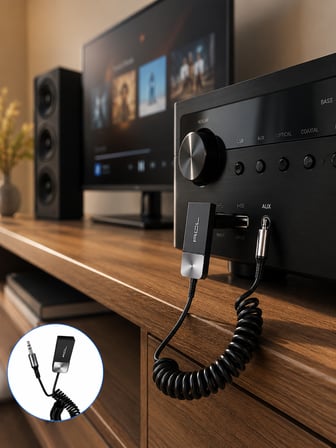 USB Bluetooth AUX Ses Adaptörü Kablosuz Müzik Aktarım Cihazı -