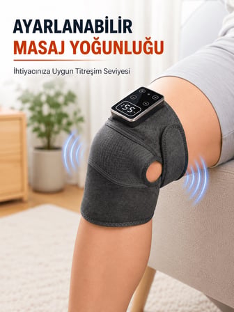 Şarjlı Diz Masaj Cihazı Isıtma ve Titreşim Özellikli Dijital Kontrollü Masaj
