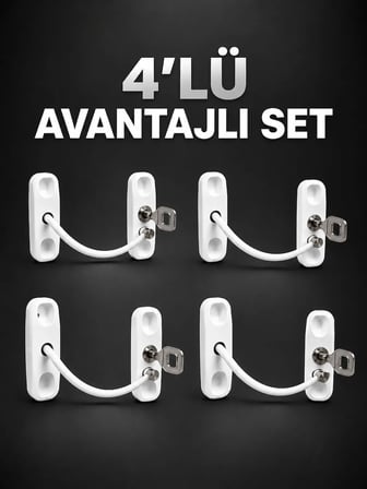 Pencere Güvenlik Kilidi Anahtarlı Çocuk Emniyet Kilidi 4’lü Set