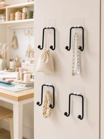 4'lü Duvar Tipi Yapışkanlı Askı Pratik Ev ve Banyo Askılık Seti