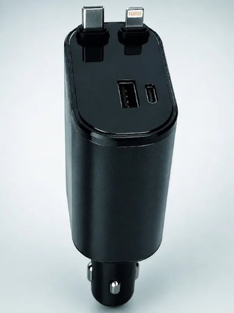 4 Cihazı Aynı Anda Şarj Eden Araç Şarj Cihazı USB-A, USB-C, Type-C ve Lightning Destekli