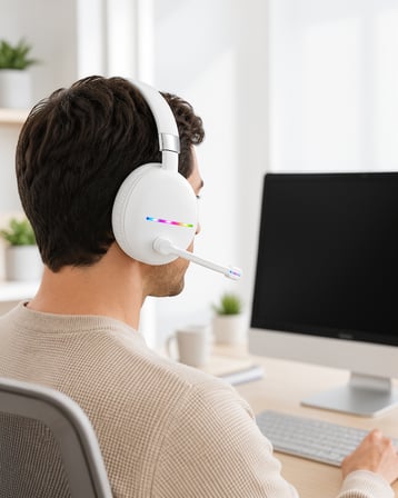 Kablosuz Kulak Üstü Kulaklık RGB Işıklı Type-C Şarjlı UCZZMAX17BEYAZ-1-1