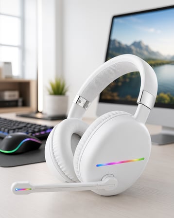 Kulak Üstü Kablosuz Kulaklık Bluetooth 5.0 RGB Aydınlatmalı UCZZMAX17BEYAZ-2-1