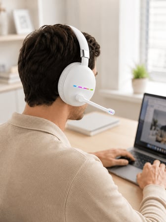 Kulak Üstü Kablosuz Kulaklık Bluetooth 5.0 RGB Aydınlatmalı UCZZMAX17BEYAZ-2-1