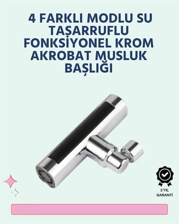 Krom Kaplamalı Çok Fonksiyonlu Musluk Başlığı | Paslanmaz Malzeme