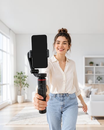AI Yüz Takipli Gimbal Selfie Stick 360° Dönebilen UCZZPDC22GİMBEL-5