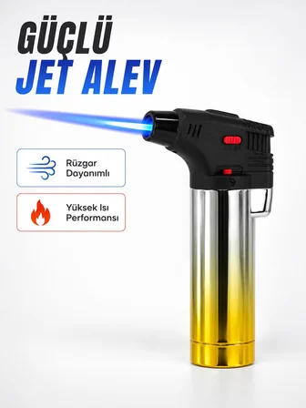 Metal Gövdeli Pürmüz Çakmak Ayarlanabilir Alevli Rüzgar Dayanıklı Tasarım -