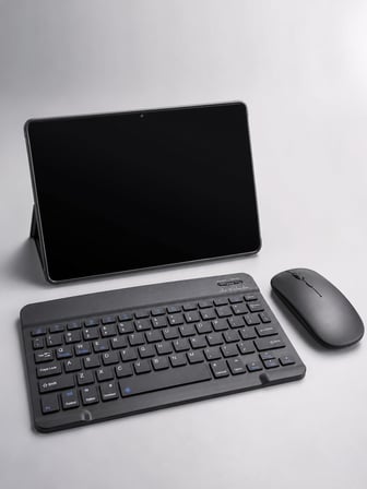 SIM Kart Destekli Android Tablet Bluetooth Klavye ve Kablosuz Mouse Seti Geniş Ekran Taşınabilir Tasarım -