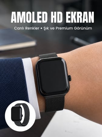 Bluetooth Görüşmeli Dokunmatik Akıllı Saat 3 Farklı Kordon Seçeneği -