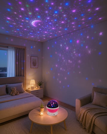 Gece Lambası Yıldızlı Gökyüzü Projektörü Pembe Renkli UCZZSTARMSTRPMB-2