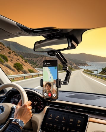 Katlanabilir Araç Telefon Tutucu Dikiz Aynasına Montaj