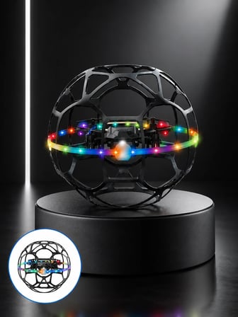 El Hareketi Kontrollü Futbol Topu Tasarımlı Drone LED Işıklı