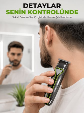 Profesyonel Erkek Tıraş Makinesi 3 Taraklı T Tipi Bıçaklı USB Şarjlı Saç Sakal