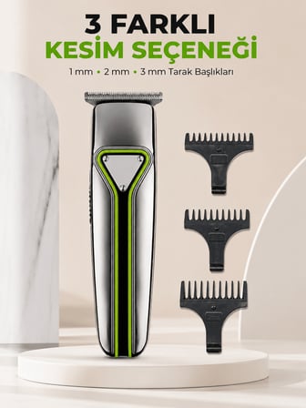 Erkek Saç Sakal Kesme Makinesi Profesyonel T Bıçaklı USB Şarjlı Ense Favori