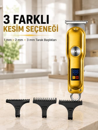 T Bıçaklı Erkek Tıraş Makinesi USB Şarjlı LED Göstergeli Turbo Özellikli Saç