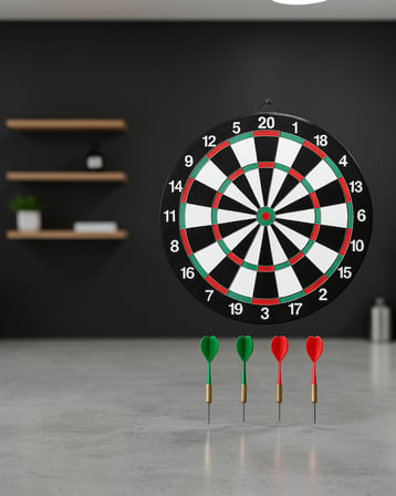 12 İnç Ahşap Dart Tahtası 4 Adet Metal Uçlu Dart Oku Dahil