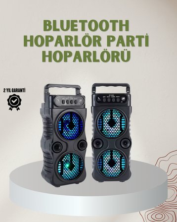 1200 mAh Şarjlı LED Işıklı Bluetooth Hoparlör – FM Radyolu, Hafıza Kart Destekli -