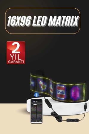 Led Ekran Matrix Panel En Büyük Boy 16X96 Araba Yazısı