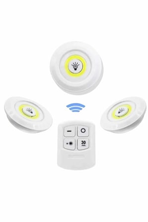 Dolap Işığı Mutfak Rafı Işığı Uzaktan Kumandalı 3 Lü Spot Led Lamba