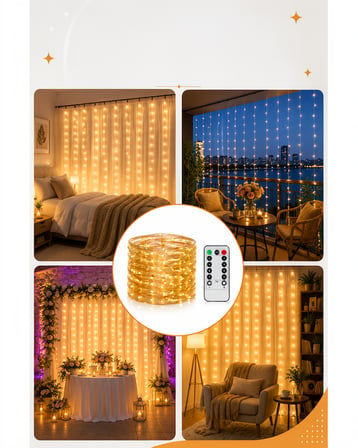 3x3 metre Sıcak Beyaz LED Perde Işık