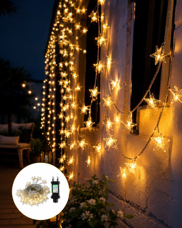5 metre dekoratif yıldız LED ışık günışığı tonu