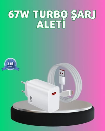 67 Watt Güçlü Turbo Şarj Aleti Samsung Note 10 Note 20 Uyumlu