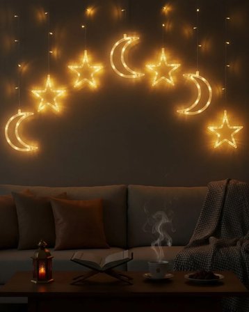 Büyük Ay Yıldız Ramazan Led İ̇Şık Dekoratif İ̇Şıklı Süs