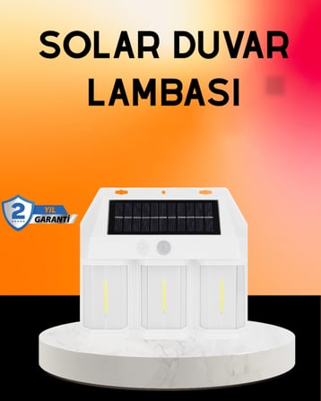 Güneş Enerjili 3 Modlu Duvar Apliği – Bahçe ve Garaj Aydınlatması -