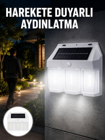 3 in 1 Solar Duvar Lambası – IP65 Su Geçirmez, Hareket Sensörlü Yeni Nesil -