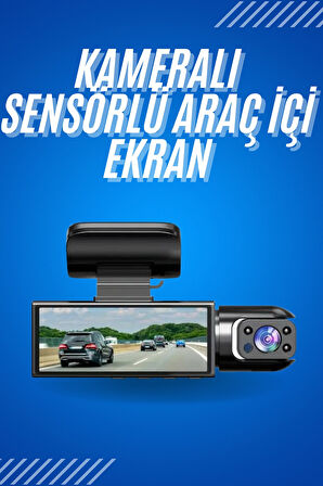 Araç İçi Full Hd Kamera Ön ve Arka Kameralı Ekranlı Araç Kamerası