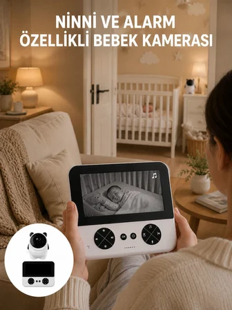 Uzaktan Kontrollü HD Bebek Kamerası Zoom ve Sıcaklık Sensörlü Yeni Nesil -
