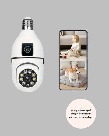 1080P WiFi Ampul Güvenlik Kamerası – Gece Görüş & Uzaktan Erişim Yeni Nesil -