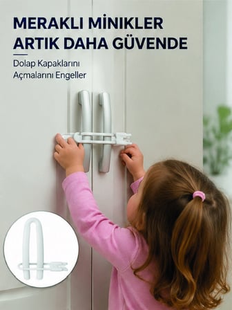 4 Adet Dolap Emniyet Kilidi Çocuk Güvenliği İçin Güçlü ve Dayanıklı Set Yeni Nesil -