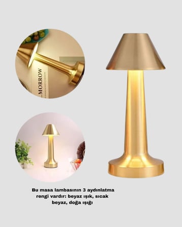 Modern Metal Masa Lambası 3 Işık Renkli Kademesiz Parlaklık Ayarlı