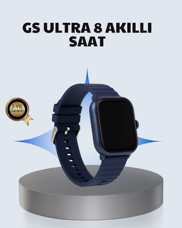 Akıllı Saat 360 mAh Çoklu Spor Modlu Lacivert Siyah Kordon -
