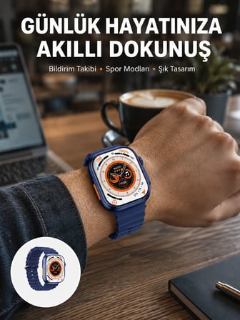 Akıllı Saat 360 mAh Çoklu Spor Modlu Lacivert Siyah Kordon Yeni Nesil -