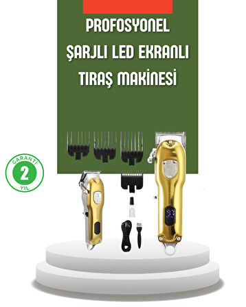 Güçlü Motorlu LCD Ekranlı Şarjlı Tıraş ve Şekillendirme Makinesi