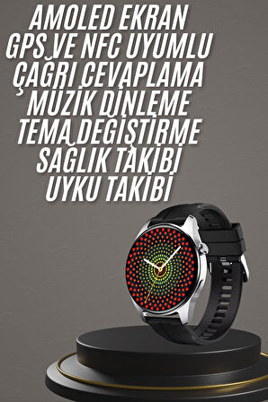 Akıllı Saat 1.5 Inç Amoled Ekran Çift Kordonlu GPS NFC Uyumlu