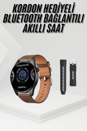 Akıllı Saat Yuvarlak Ekran Sesli Görüşme Özellikli Siyah Akıllı Unisex Kol Saati