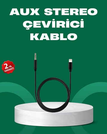 Lightning to 3.5mm Aux Ses Dönüştürücü Kablo 1 Metre Stereo Uyumlu -