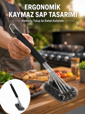Paslanmaz Çelik Telli Mangal Temizlik Fırçası Yeni Nesil -