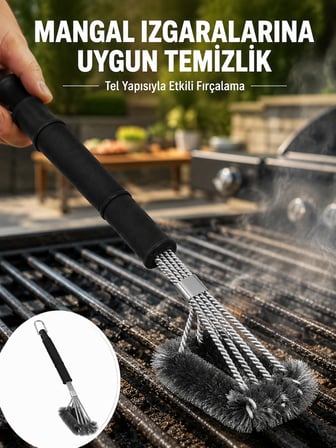 Uzun Saplı Izgara Temizleme Fırçası Çelik Telli Yeni Nesil -