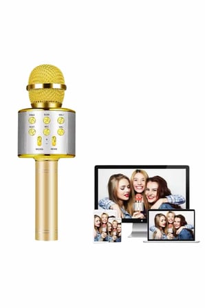 Karaoke Mikrofon Bluetooth Bağlantılı Aux Girişli Uzun Pil Ömrü Yüksek Ses Kaliteli -