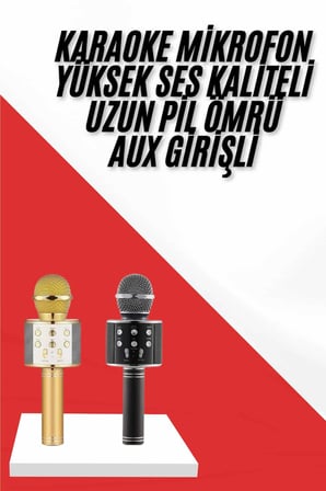 Karaoke Mikrofon Dahili Hoparlörlü Sd-usb-aux Girişli Bluetooth Hoparlör -