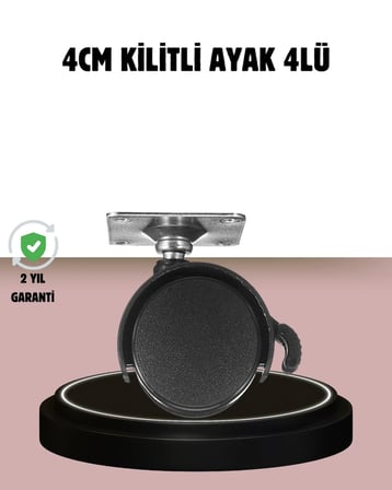 Kilitli 4 cm Tekerlek Ayak 4’lü Set Zemin Koruyucu