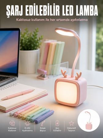 Esnek Gövdeli LED Masa Lambası Taşınabilir Gece Aydınlatması -
