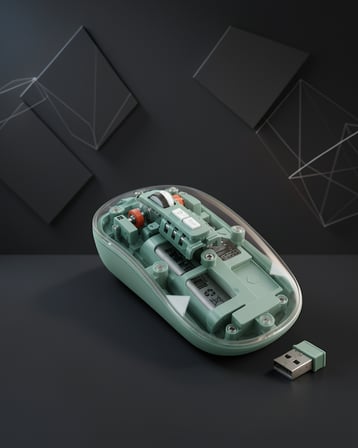 Pilli Kablosuz Şeffaf Mouse Bluetooth ve 2.4G USB Bağlantı