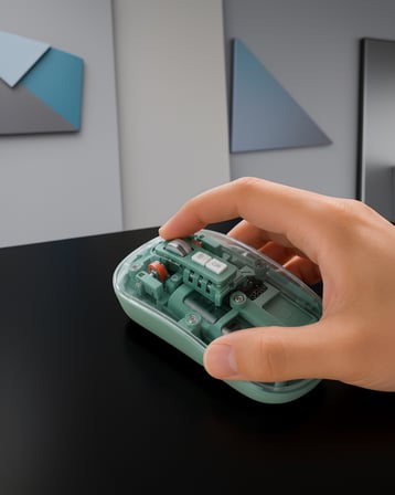 Şeffaf Tasarım Kablosuz Mouse Bluetooth ve USB Alıcı Destekli