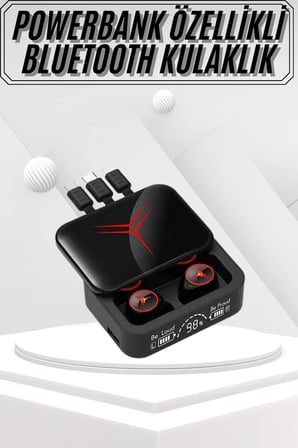 Kablosuz Bluetooth Kulaklık Powerbank Özellikli Göstergeli Hd Mikrofon -